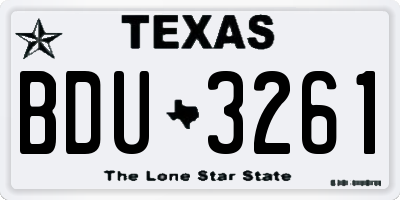 TX license plate BDU3261