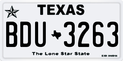 TX license plate BDU3263