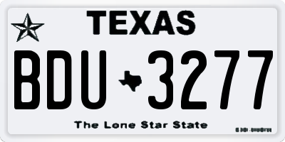 TX license plate BDU3277