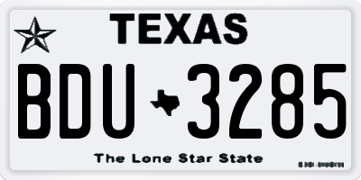 TX license plate BDU3285