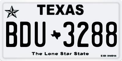 TX license plate BDU3288