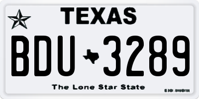 TX license plate BDU3289