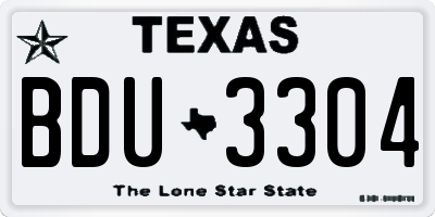 TX license plate BDU3304