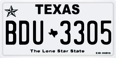 TX license plate BDU3305