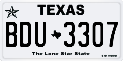 TX license plate BDU3307