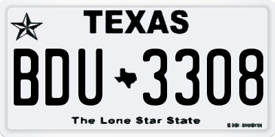 TX license plate BDU3308
