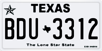 TX license plate BDU3312