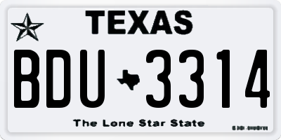TX license plate BDU3314