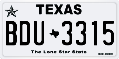 TX license plate BDU3315