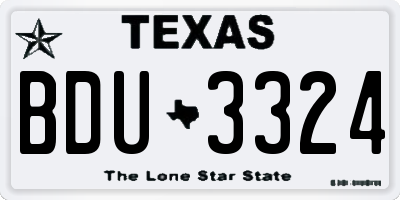 TX license plate BDU3324