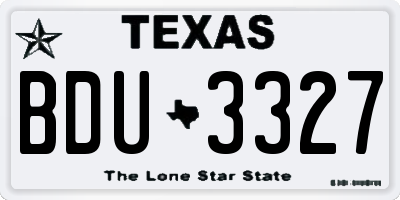TX license plate BDU3327