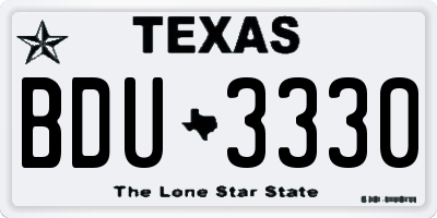 TX license plate BDU3330