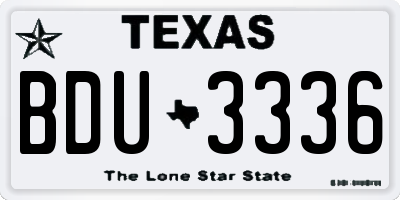 TX license plate BDU3336