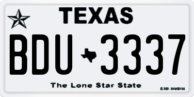 TX license plate BDU3337