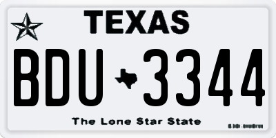 TX license plate BDU3344