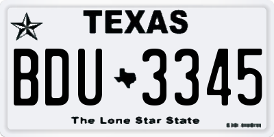 TX license plate BDU3345