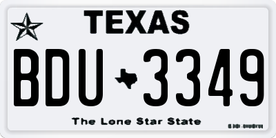 TX license plate BDU3349