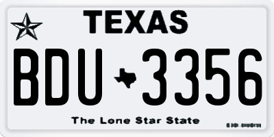 TX license plate BDU3356