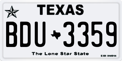 TX license plate BDU3359
