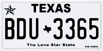TX license plate BDU3365