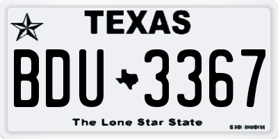 TX license plate BDU3367