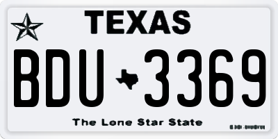 TX license plate BDU3369