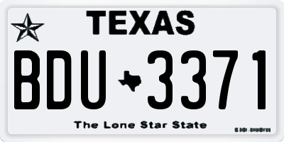 TX license plate BDU3371