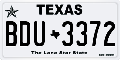 TX license plate BDU3372