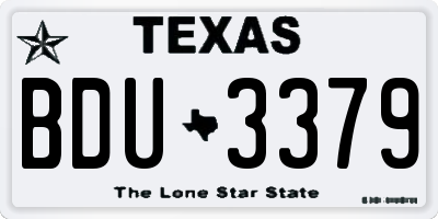 TX license plate BDU3379