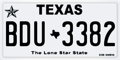 TX license plate BDU3382