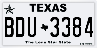 TX license plate BDU3384
