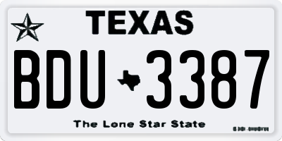TX license plate BDU3387
