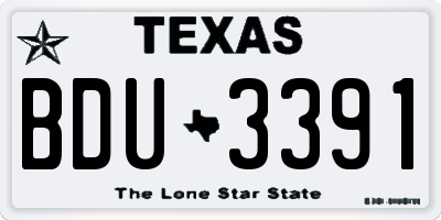TX license plate BDU3391