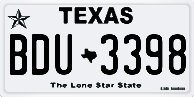 TX license plate BDU3398