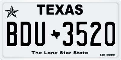 TX license plate BDU3520