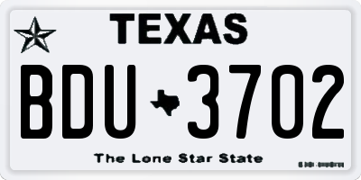 TX license plate BDU3702