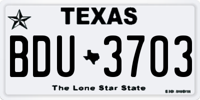 TX license plate BDU3703