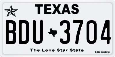 TX license plate BDU3704