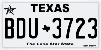 TX license plate BDU3723