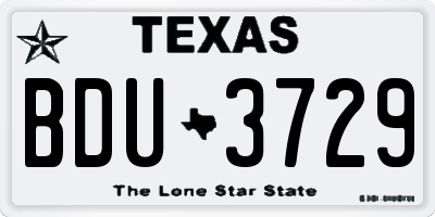 TX license plate BDU3729