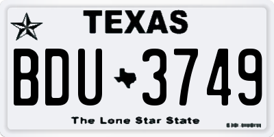 TX license plate BDU3749