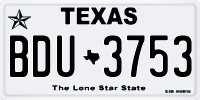 TX license plate BDU3753