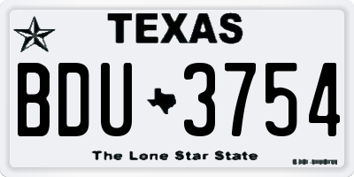 TX license plate BDU3754