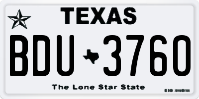 TX license plate BDU3760