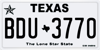 TX license plate BDU3770