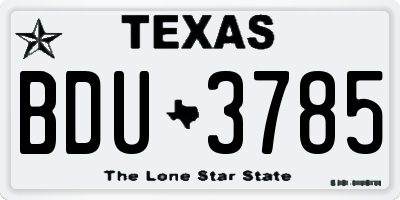 TX license plate BDU3785