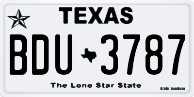 TX license plate BDU3787