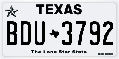 TX license plate BDU3792