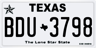 TX license plate BDU3798
