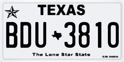 TX license plate BDU3810